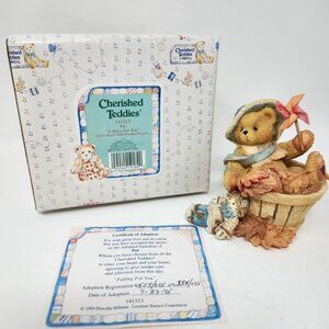 Cherished Teddies Pat "Falling For You" Figurine 141313 Girl In Barrel With Pinw